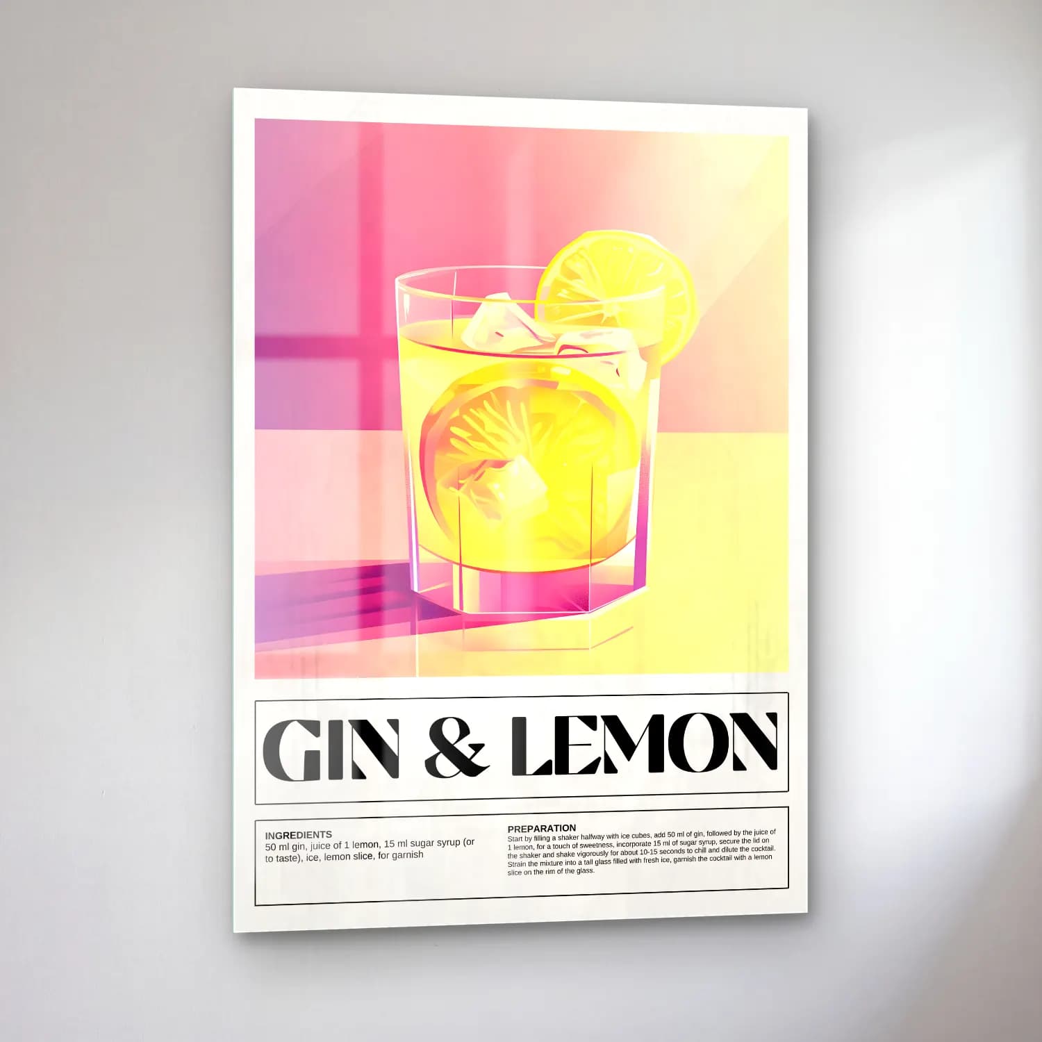 Vintage Poster Kokteyl No. 21 cam tablo — sol açıdan görünüm