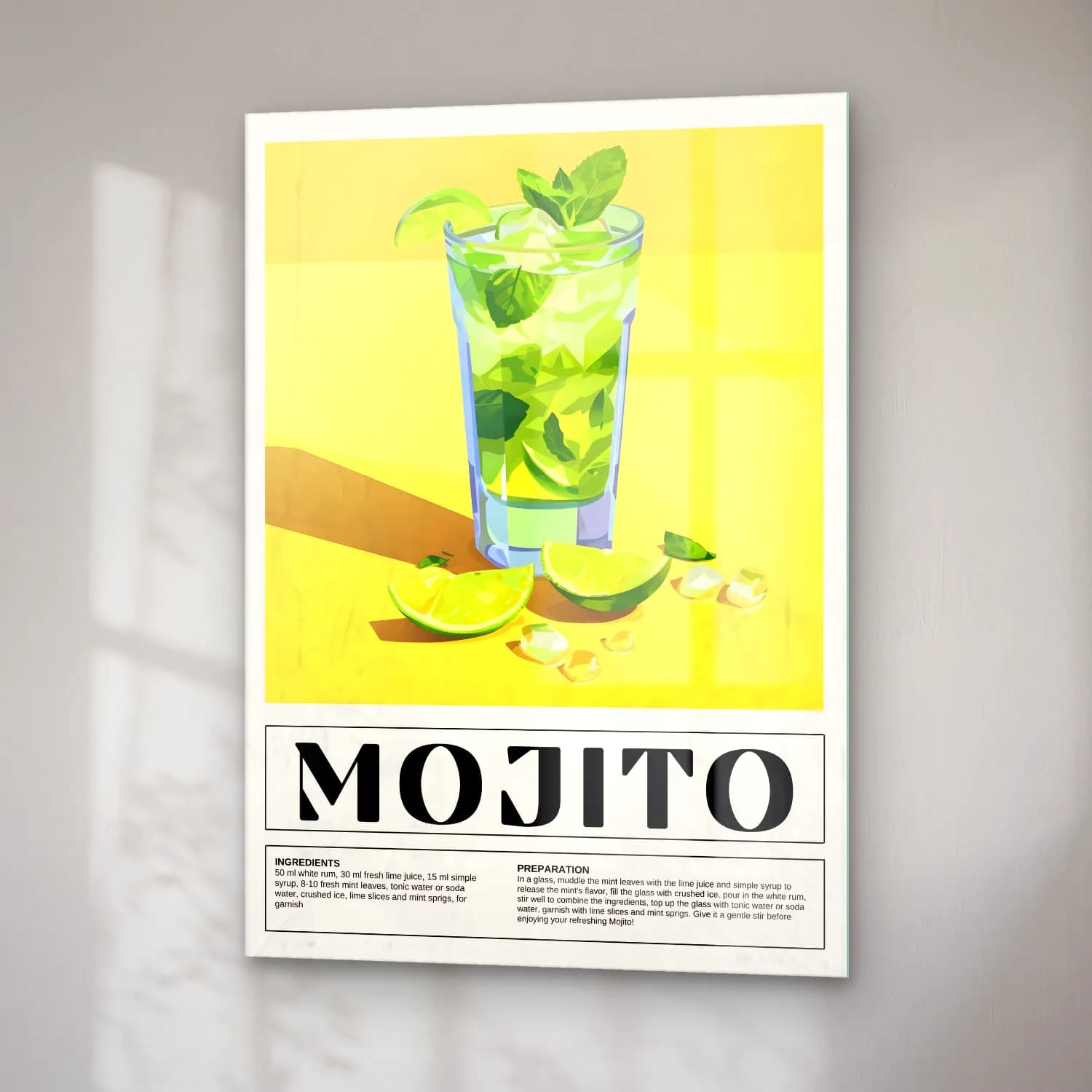 Vintage Poster Kokteyl No. 22 cam tablo — sağ açıdan görünüm