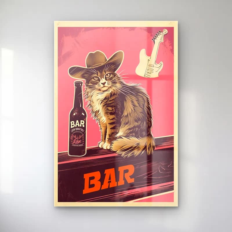 Vintage Poster Kedi No. 4 cam tablo — Vintage Poster Kedi No. 4 — vintage poster kedi