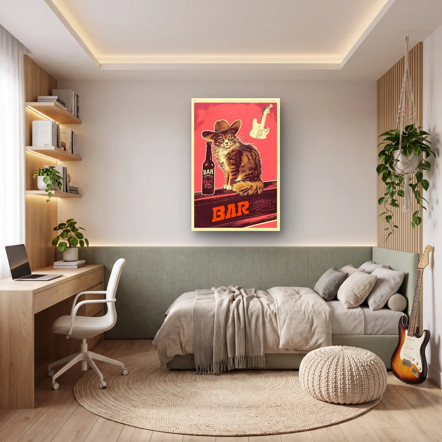Vintage Poster Kedi No. 4 cam tablo — genç odasında
