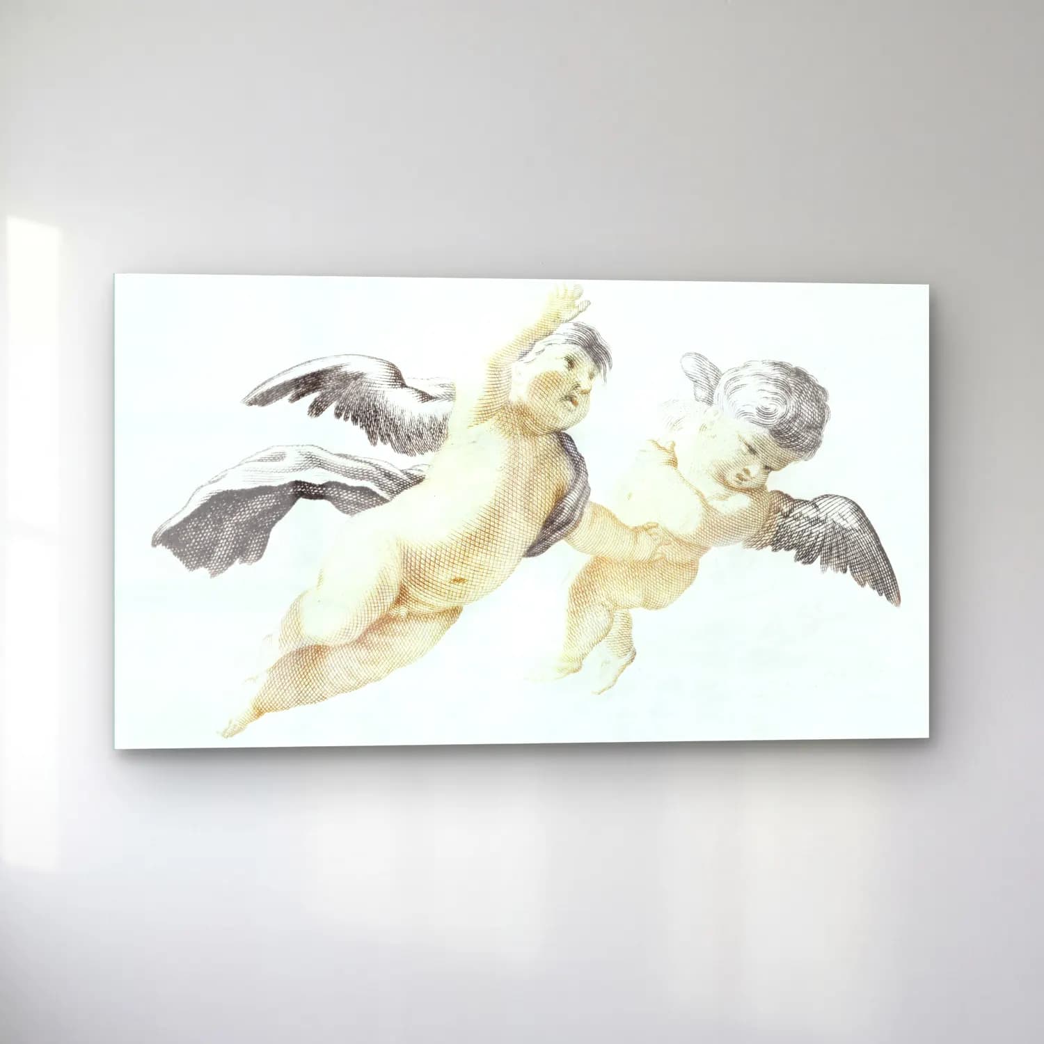 Johan Teyler – Two flying Putti cam tablo — sol açıdan görünüm
