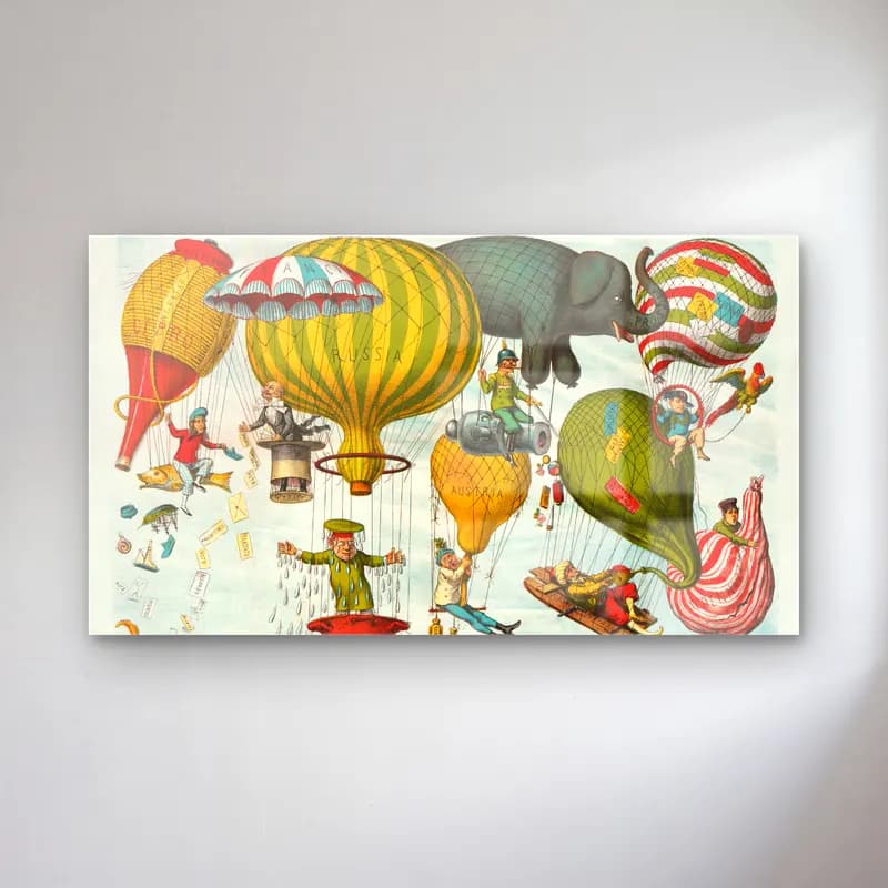 Vintage Sıcak Hava Balonu – Yeşil Tonlar cam tablo — Vintage Sıcak Hava Balonu – Yeşil Tonlar — vintage sıcak hava balonu