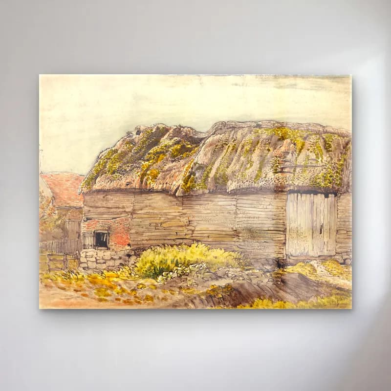 Suluboya Kır Evi – Pastel Tonlar cam tablo — Suluboya Kır Evi – Pastel Tonlar — suluboya kır evi