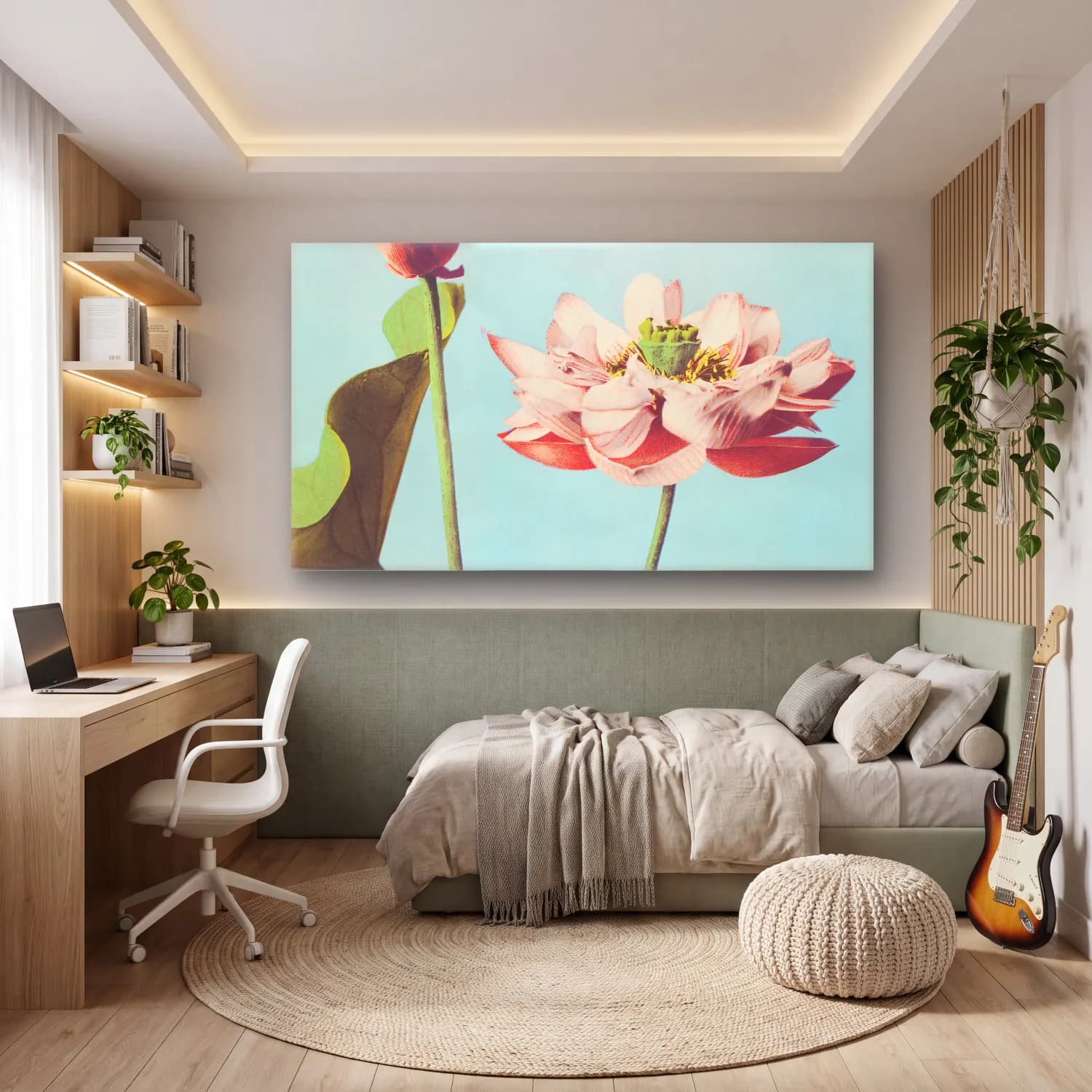Pastel Lotus Çiçekleri No. 5 cam tablo — genç odasında