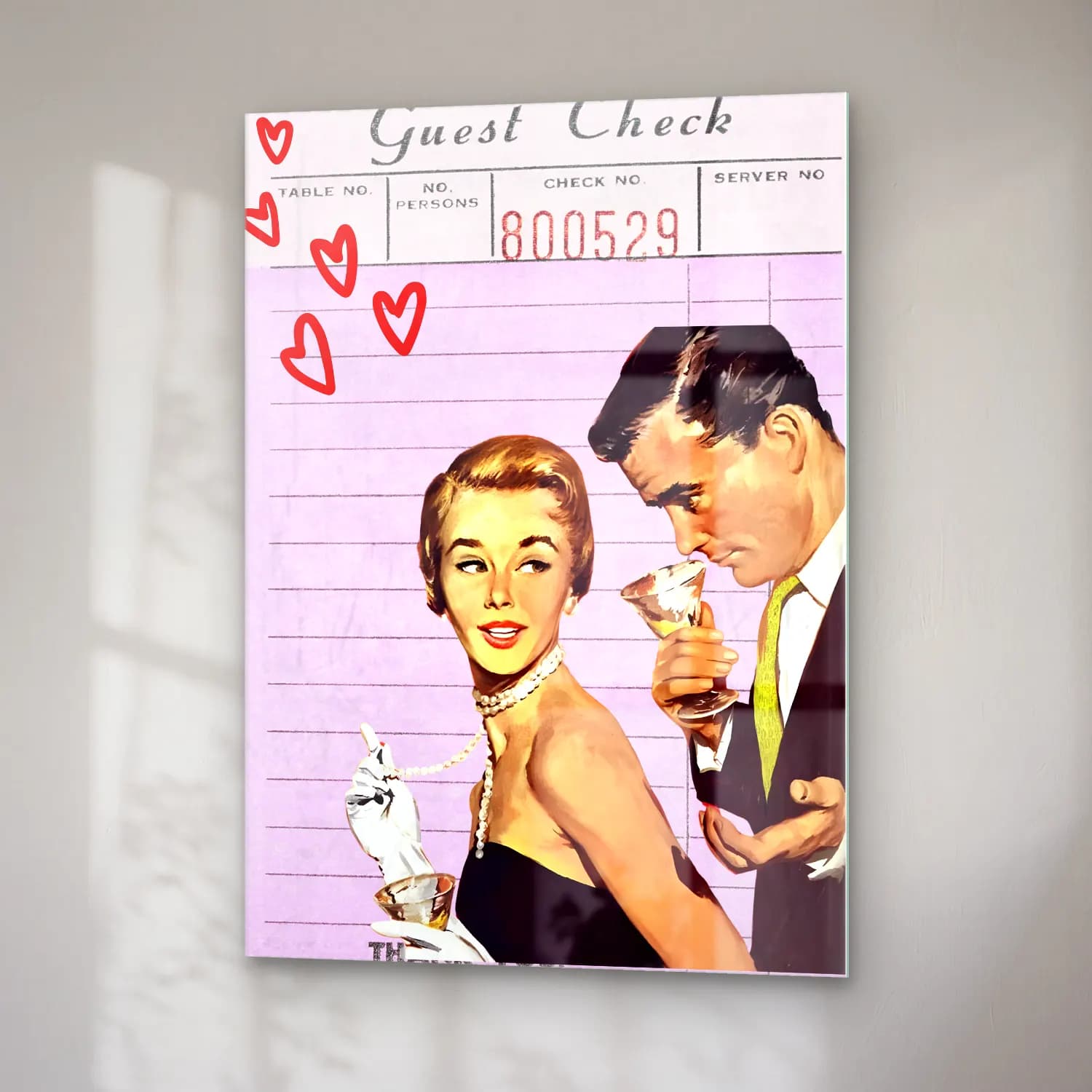 Vintage Kokteyl No. 45 cam tablo — sağ açıdan görünüm