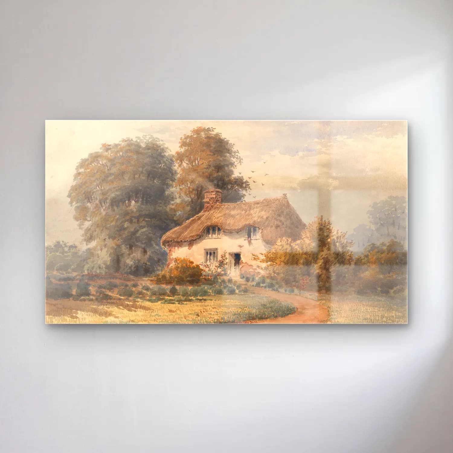 Suluboya Kır Evi No. 7 cam tablo — Suluboya Kır Evi No. 7 — suluboya kır evi