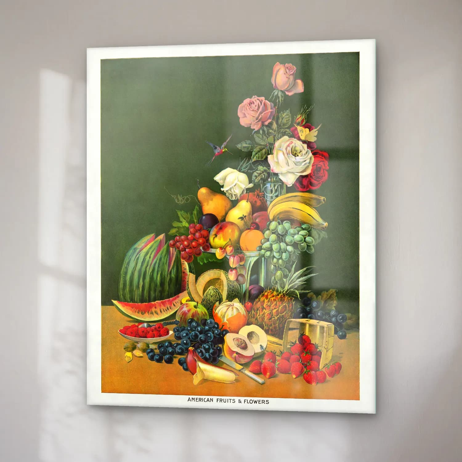 Vintage Poster Meyveli Natürmort cam tablo — sağ açıdan görünüm