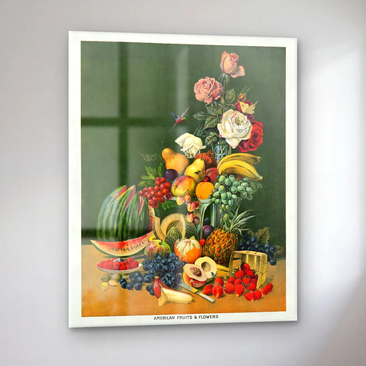 Vintage Poster Meyveli Natürmort cam tablo — sol açıdan görünüm