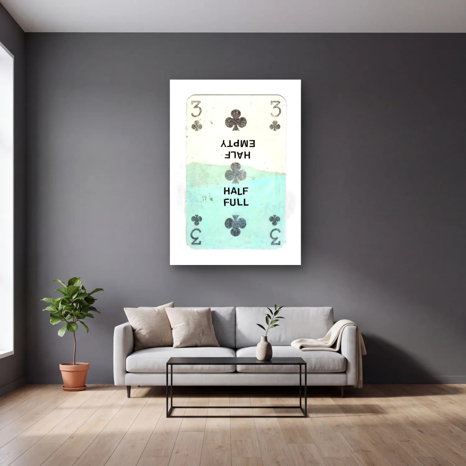 Vintage Poster Kokteyl No. 30 cam tablo — gri duvarlı salonda
