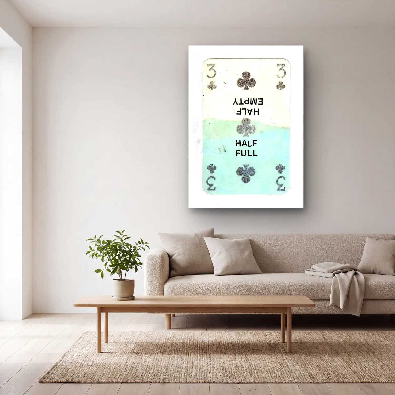 Vintage Poster Kokteyl No. 30 cam tablo — açık renk salonda