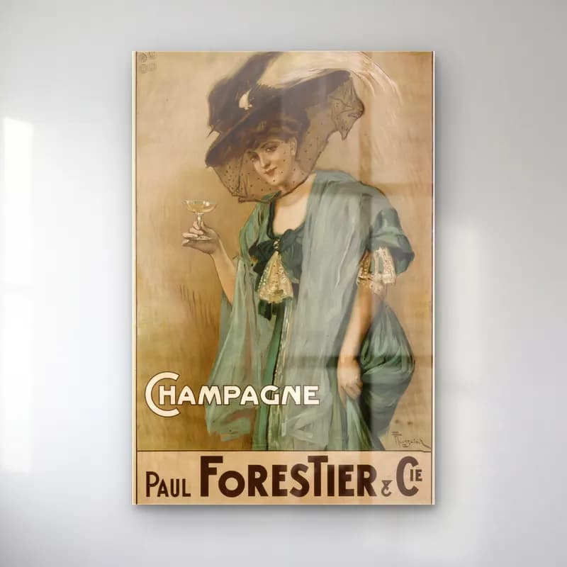 Vintage Poster Şampanya No. 4 cam tablo — Vintage Poster Şampanya No. 4 — vintage poster şampanya
