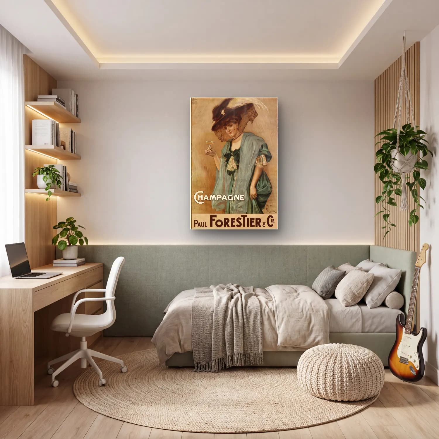 Vintage Poster Şampanya No. 4 cam tablo — genç odasında