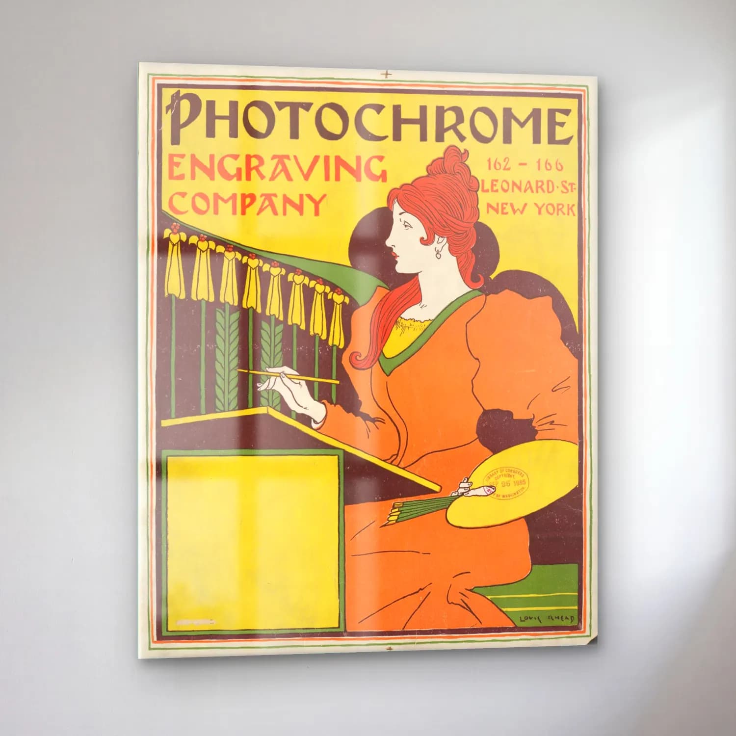 Vintage Poster Piyano – Sarı Tonlar cam tablo — sol açıdan görünüm