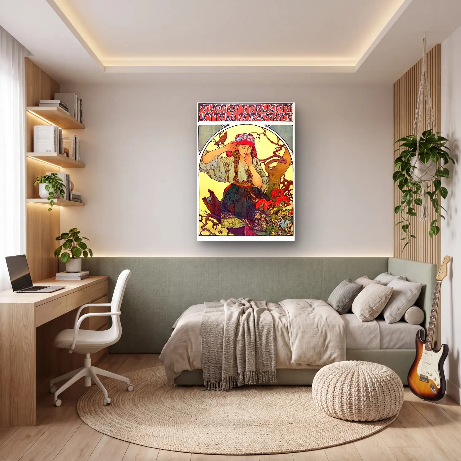 Vintage Kız Çocuğu Portresi No. 4 cam tablo — genç odasında