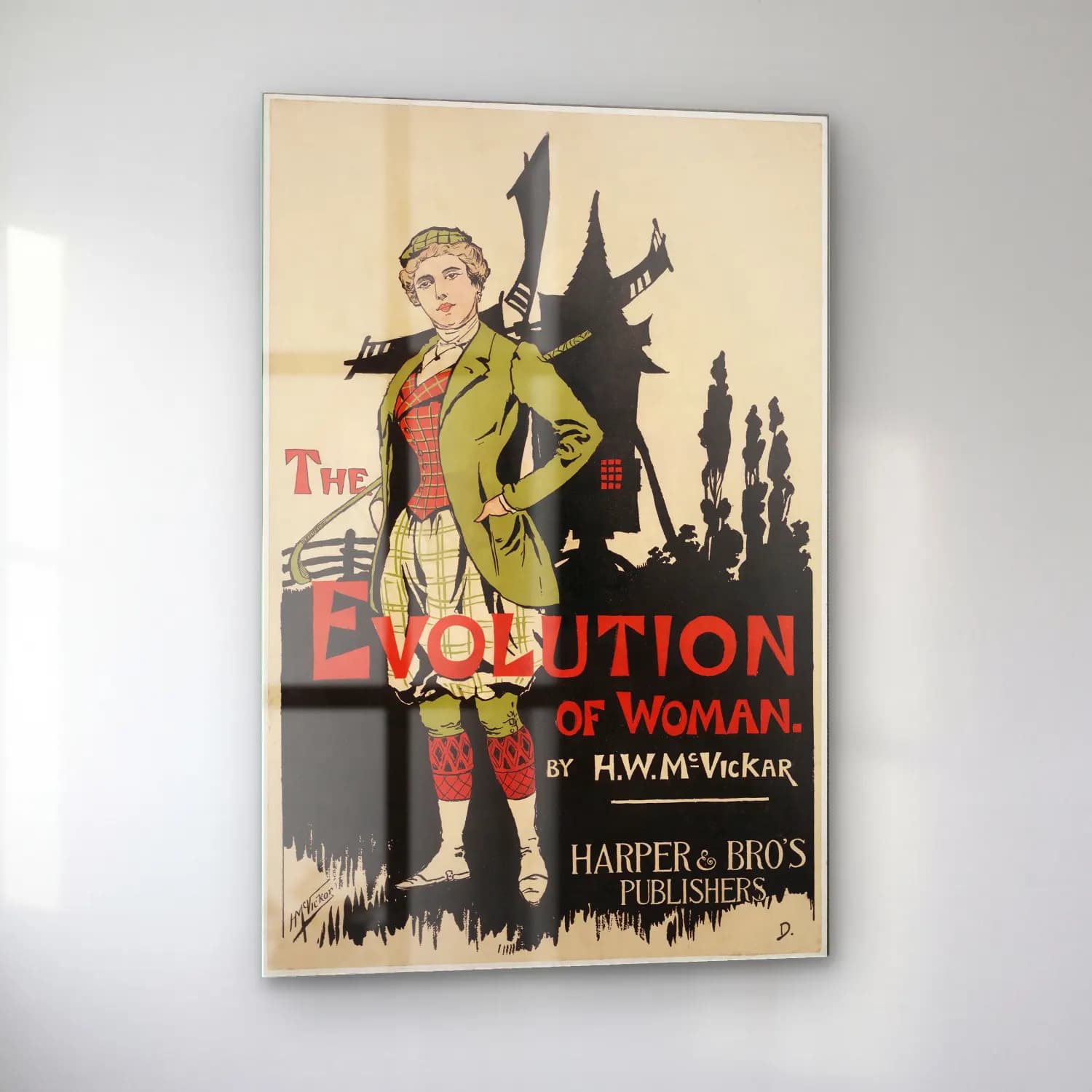 Vintage Poster Şapkalı Kadın No. 8 cam tablo — sol açıdan görünüm