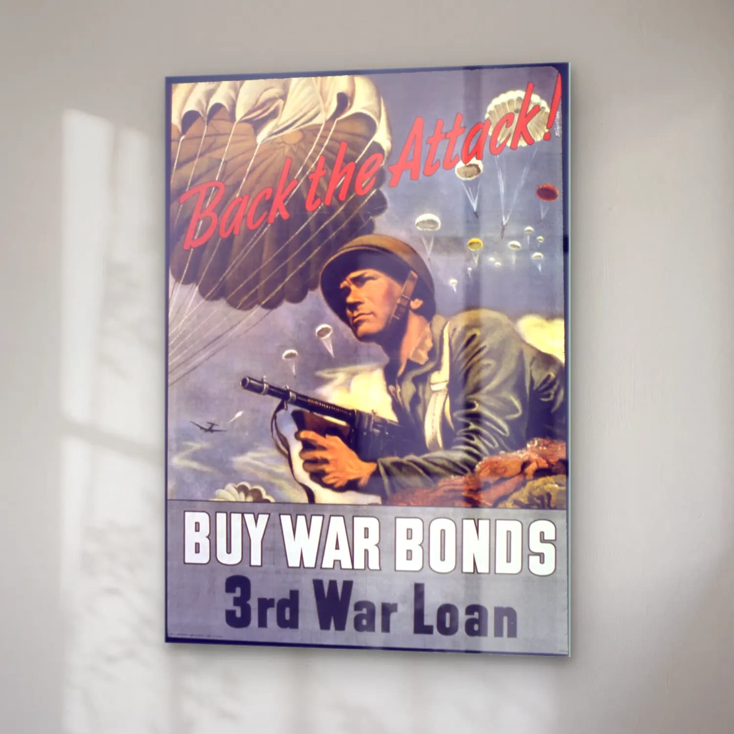 Vintage Poster Savaş Sahnesi cam tablo — sağ açıdan görünüm