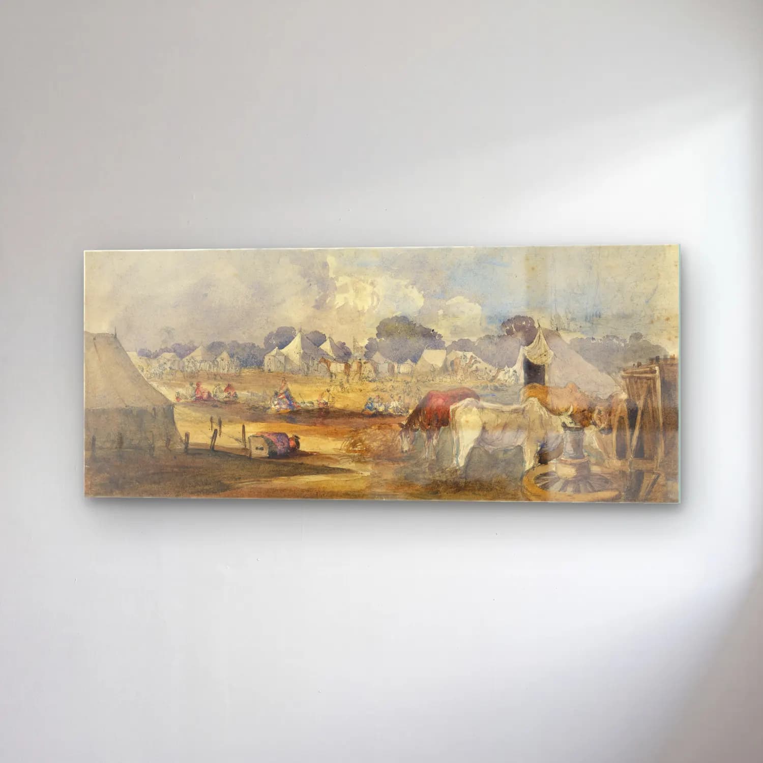 Suluboya Kır Evi No. 13 cam tablo — sağ açıdan görünüm