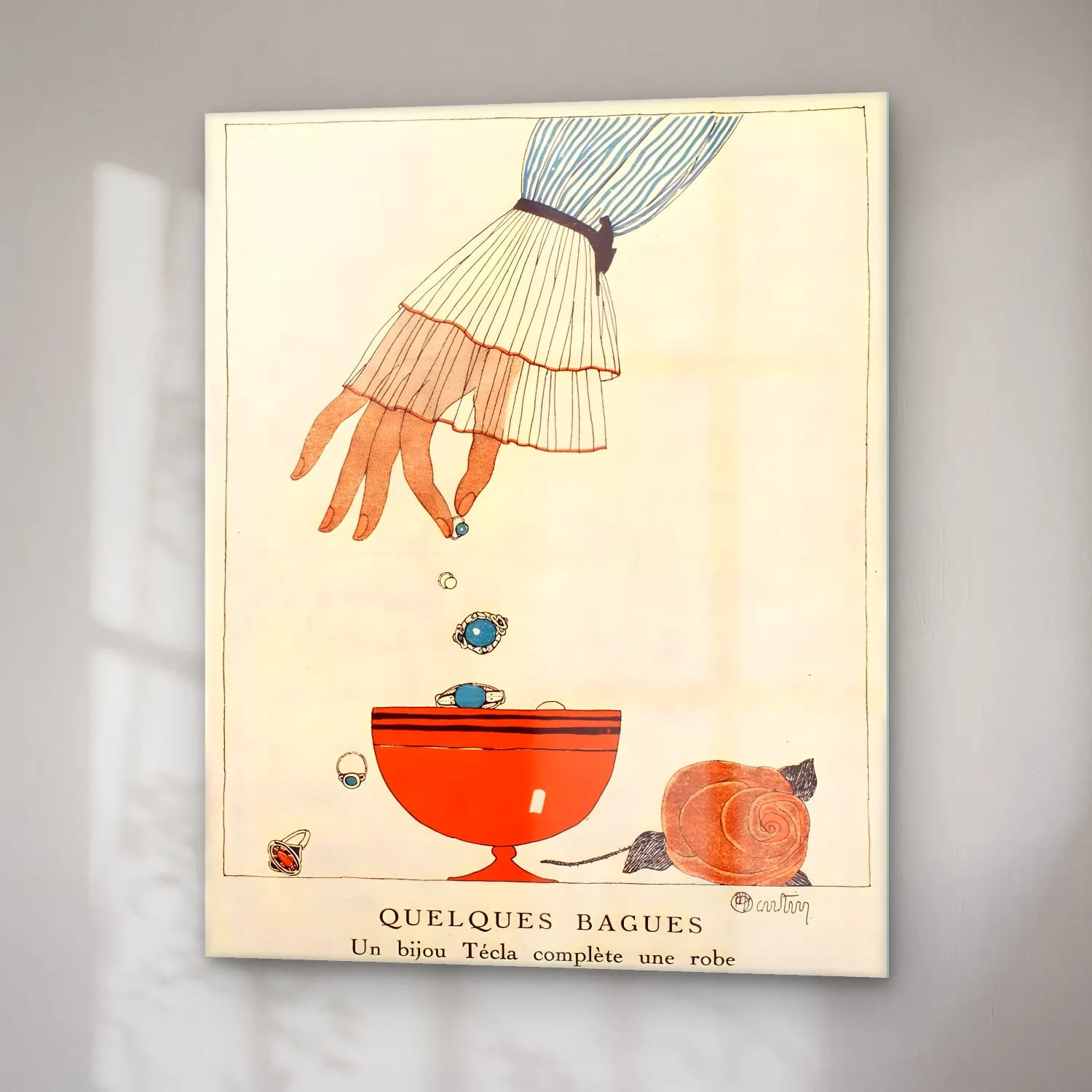 Vintage Eller No. 6 cam tablo — sağ açıdan görünüm