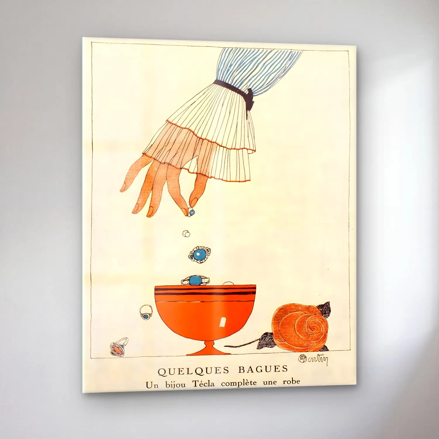 Vintage Eller No. 6 cam tablo — sol açıdan görünüm