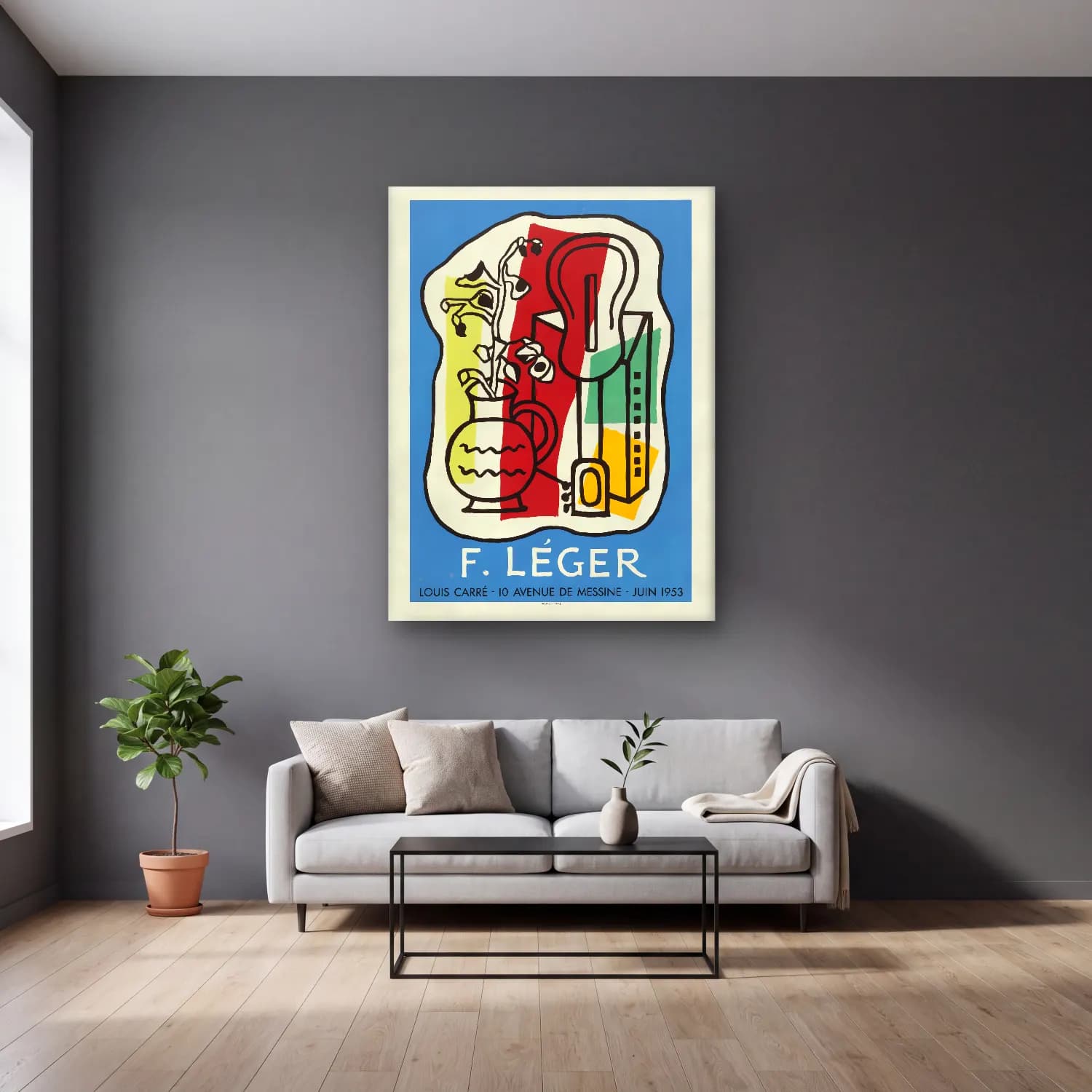 Vintage Poster Mutfak Gereçleri – Siyah Beyaz Tonlar cam tablo — gri duvarlı salonda
