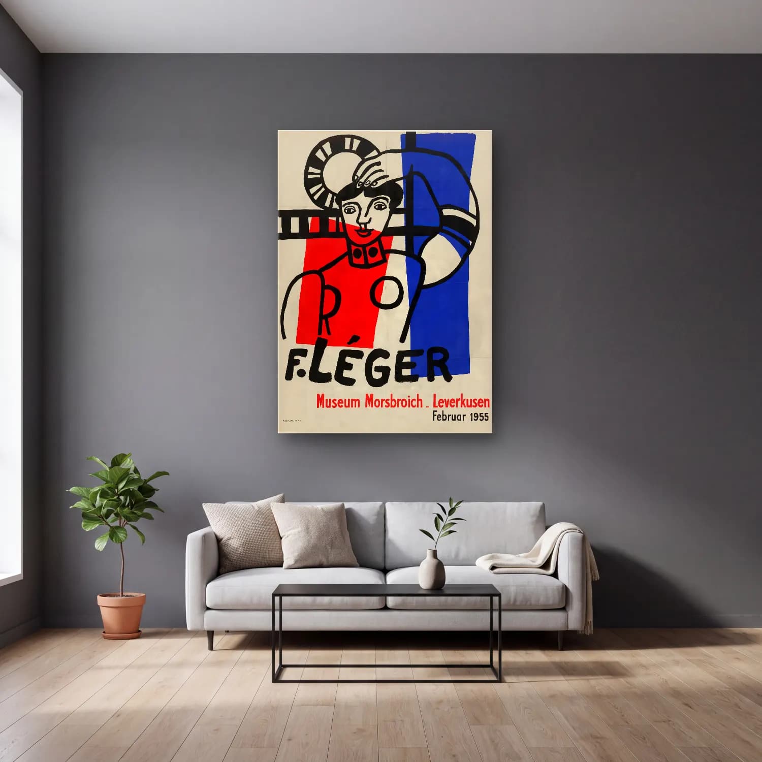 Vintage Poster Moda İllüstrasyonu – Siyah Beyaz Tonlar cam tablo — gri duvarlı salonda