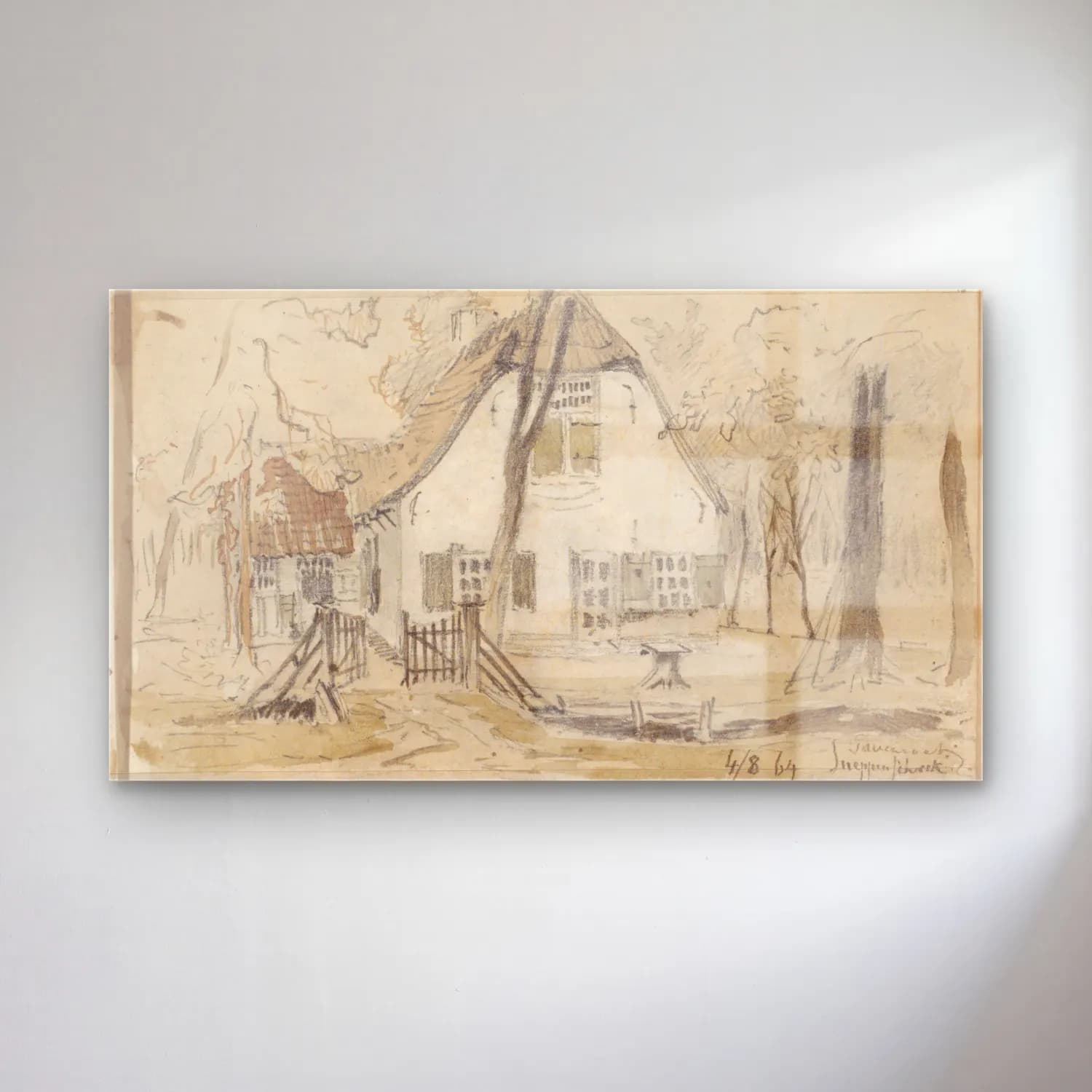 Karakalem Kır Evi cam tablo — Karakalem Kır Evi — karakalem kır evi