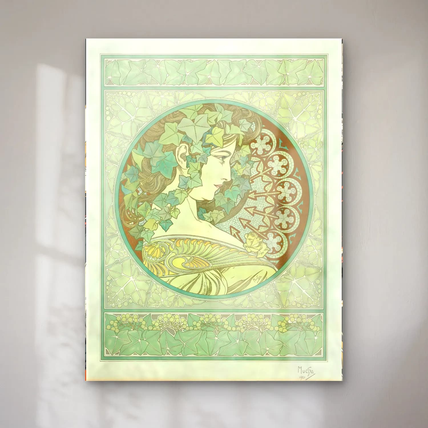 Vintage Poster Kadın Portresi – Yeşil Tonlar cam tablo — Vintage Poster Kadın Portresi – Yeşil Tonlar — vintage poster kadın portresi