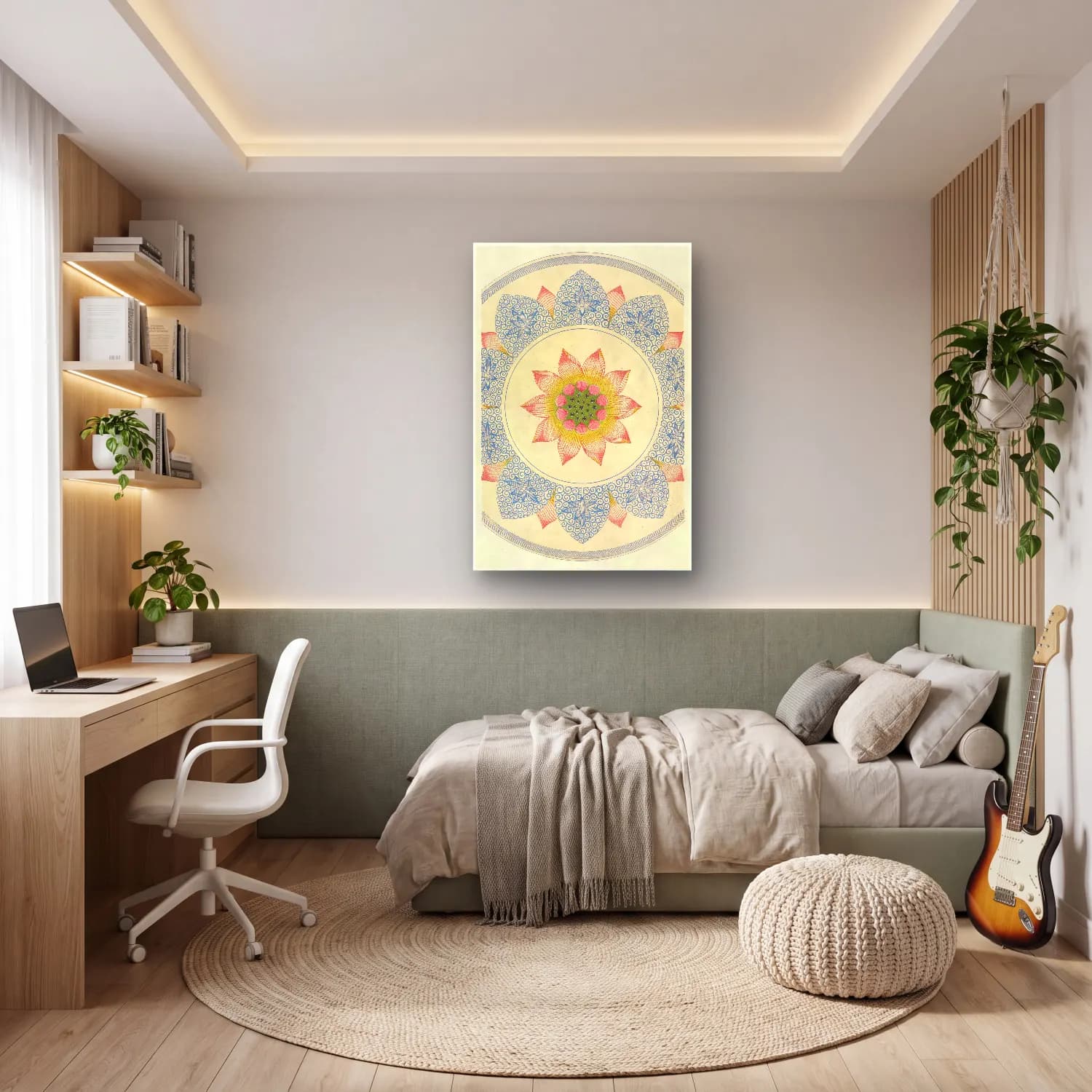 Botanik İllüstrasyon Çiçek Deseni No. 143 cam tablo — genç odasında