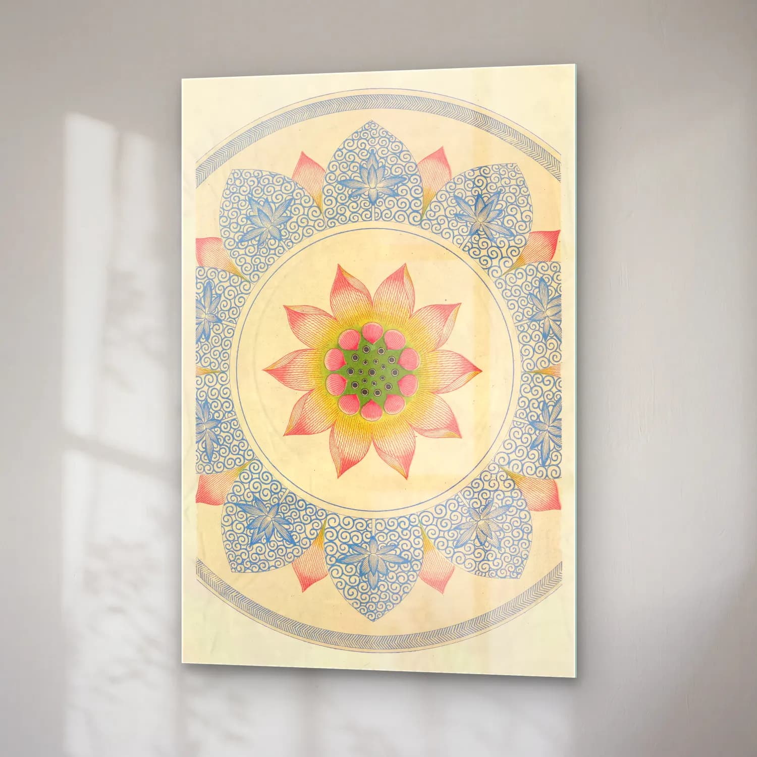 Botanik İllüstrasyon Çiçek Deseni No. 143 cam tablo — sağ açıdan görünüm