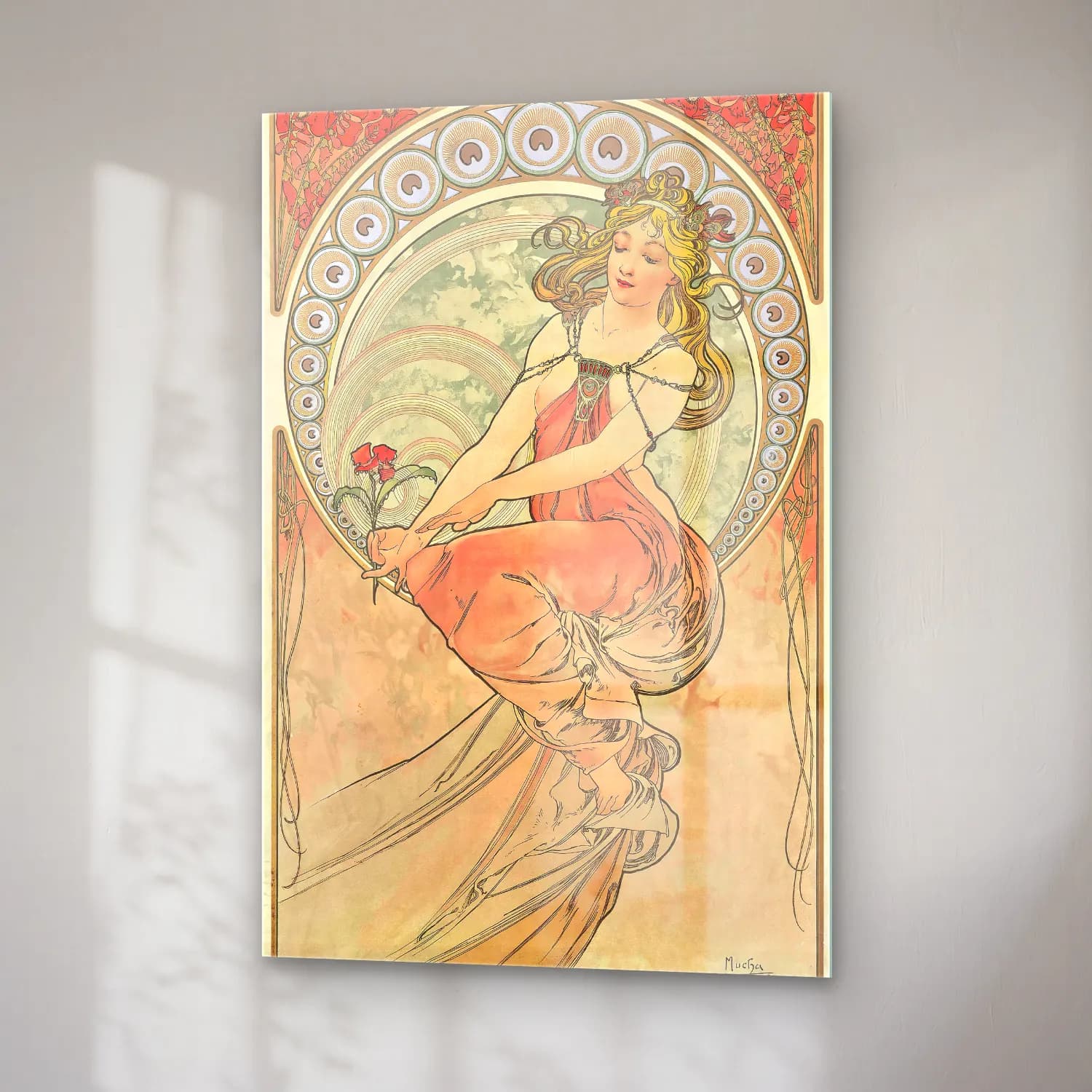 Vintage Poster Elbiseli Kadın No. 29 cam tablo — sağ açıdan görünüm