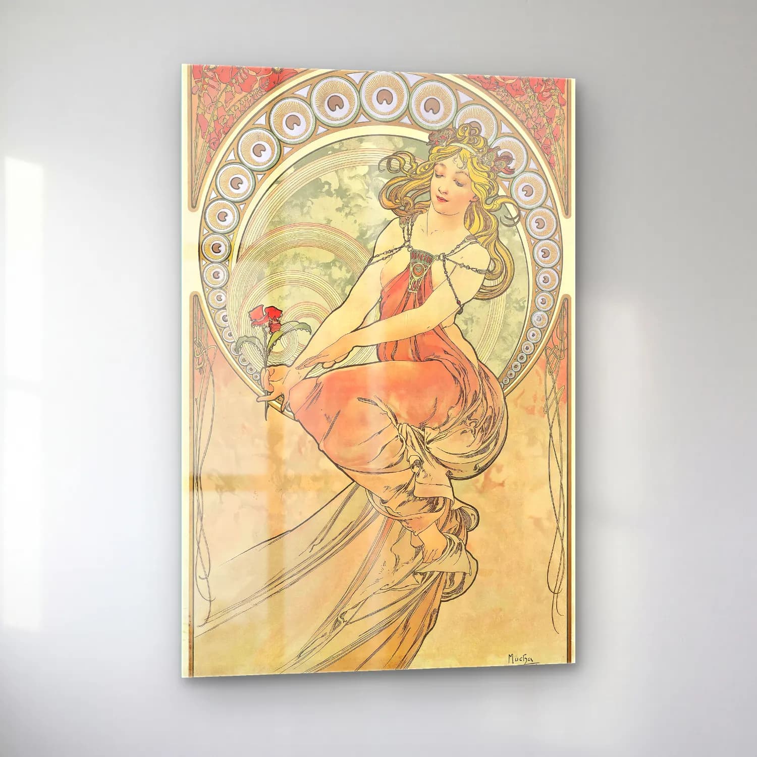 Vintage Poster Elbiseli Kadın No. 29 cam tablo — sol açıdan görünüm