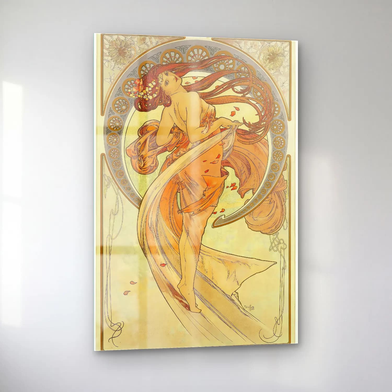 Vintage Poster Elbiseli Kadın No. 30 cam tablo — sol açıdan görünüm