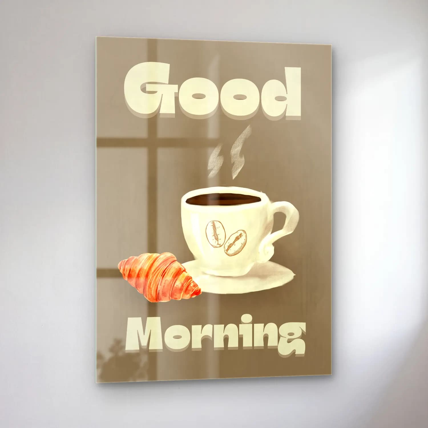 Vintage Poster Kahve Fincanı No. 6 cam tablo — sol açıdan görünüm