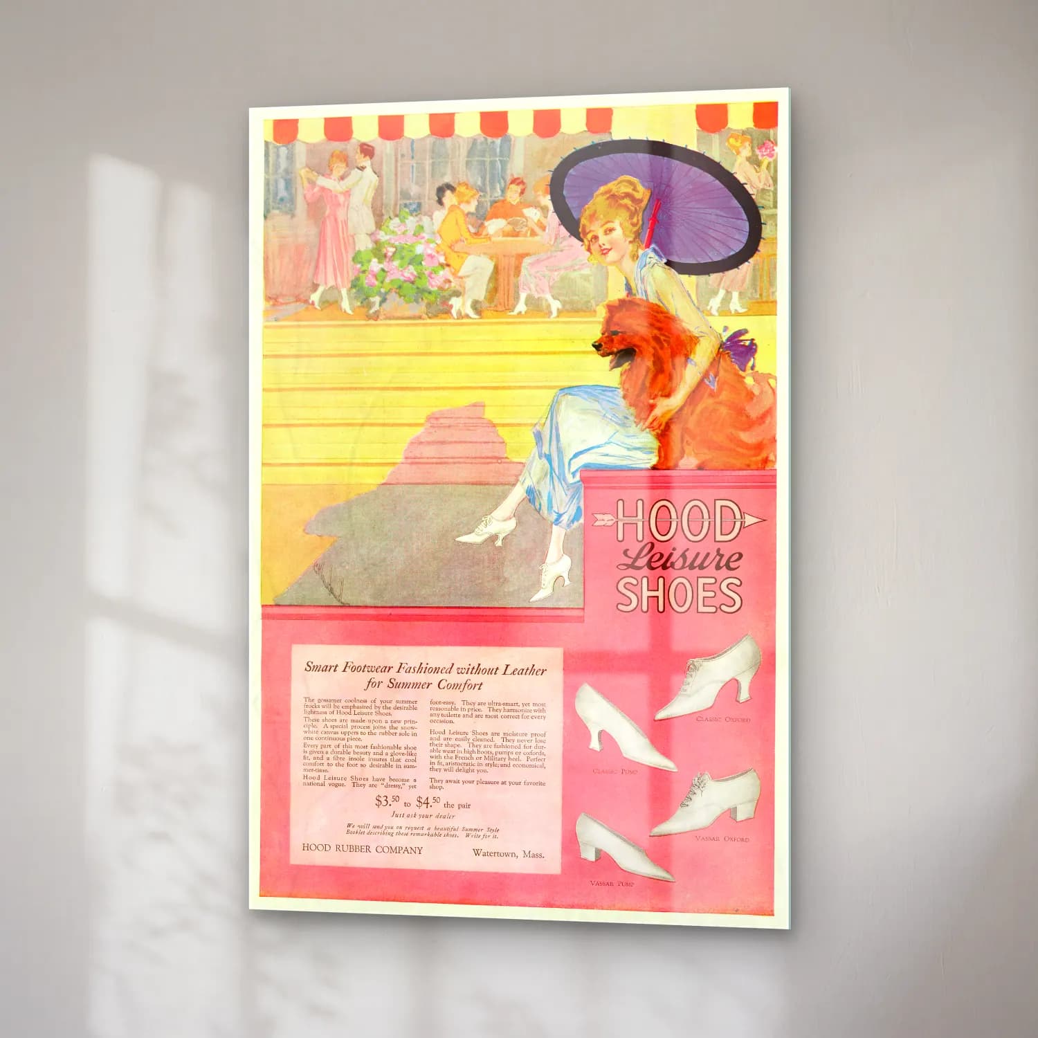 Vintage Poster Topuklu Ayakkabı ve Çanta – Bej Tonlar cam tablo — sağ açıdan görünüm
