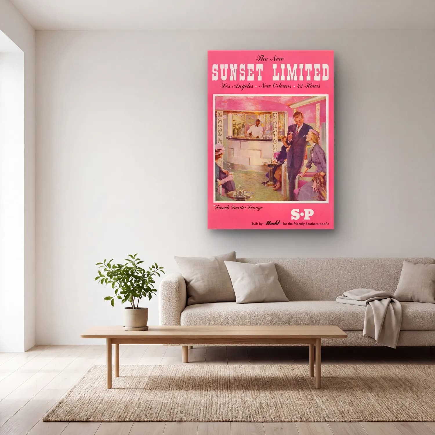 Vintage Poster Vintage İç Mekân – Pembe Tonlar cam tablo — açık renk salonda