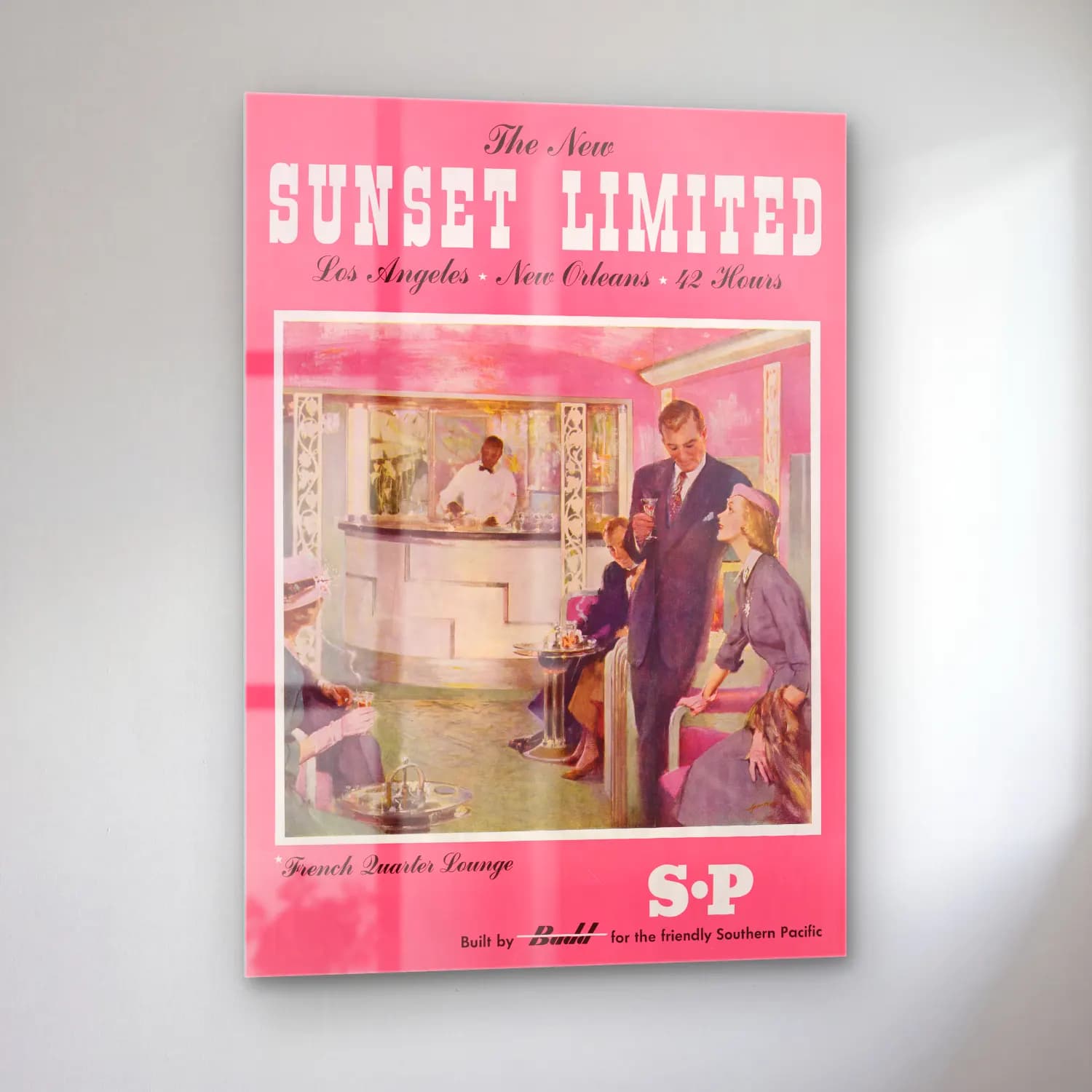 Vintage Poster Vintage İç Mekân – Pembe Tonlar cam tablo — sol açıdan görünüm
