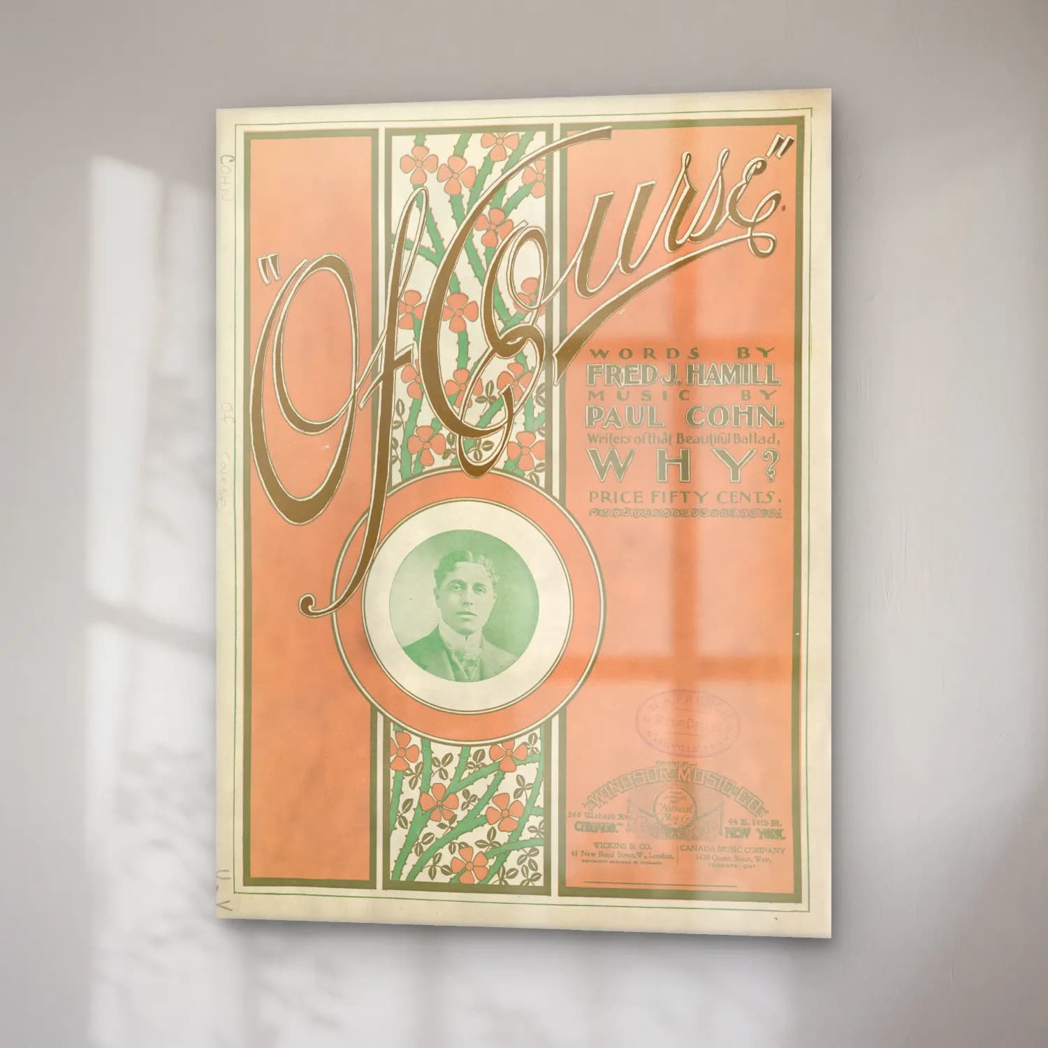 Vintage Poster Yazılı Tasarım No. 25 cam tablo — sağ açıdan görünüm