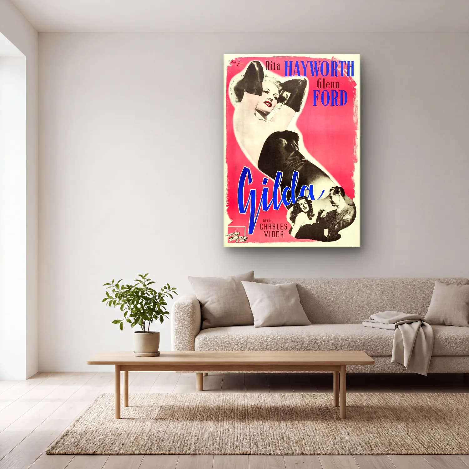 Vintage Poster Moda İllüstrasyonu – Pembe Tonlar cam tablo — açık renk salonda