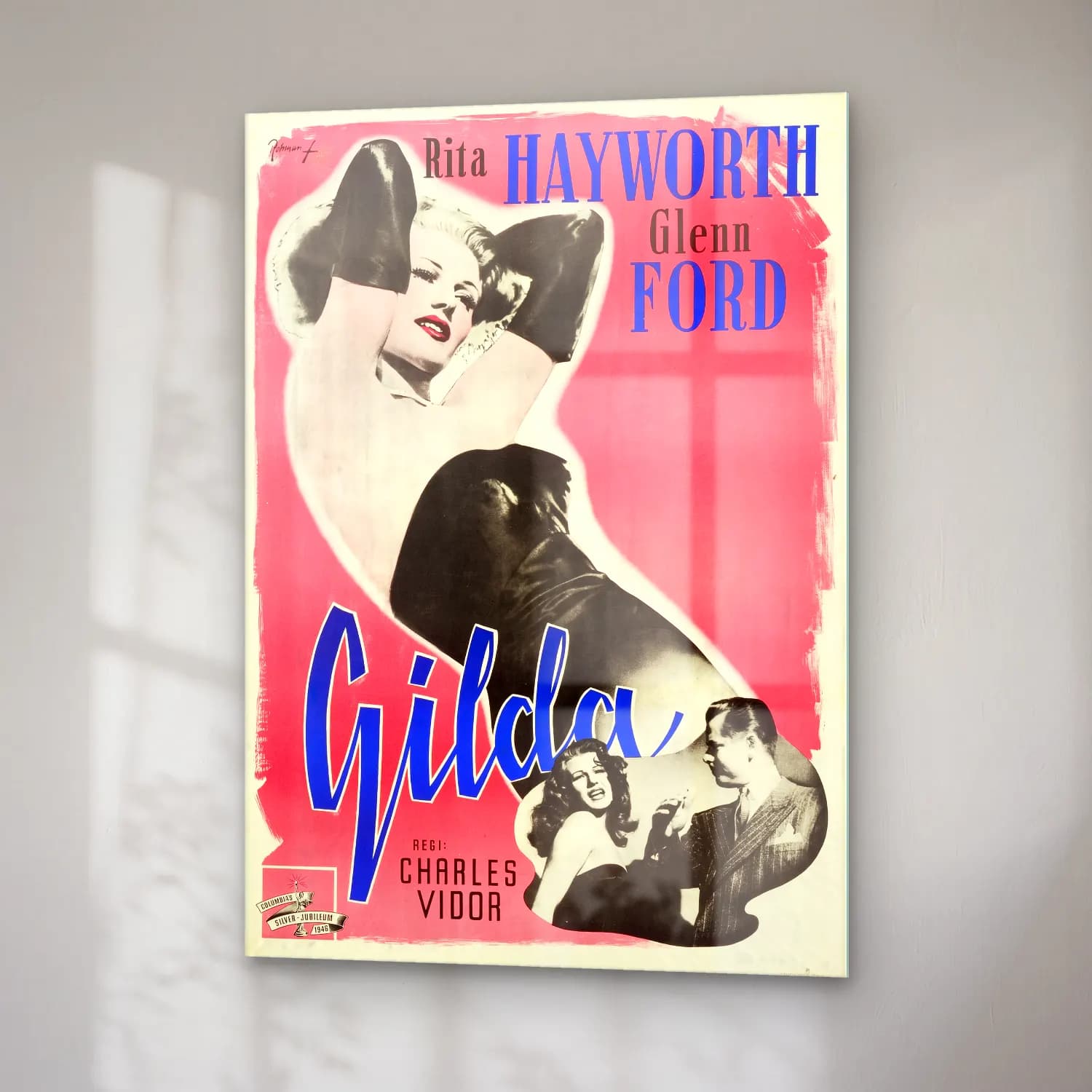 Vintage Poster Moda İllüstrasyonu – Pembe Tonlar cam tablo — sağ açıdan görünüm