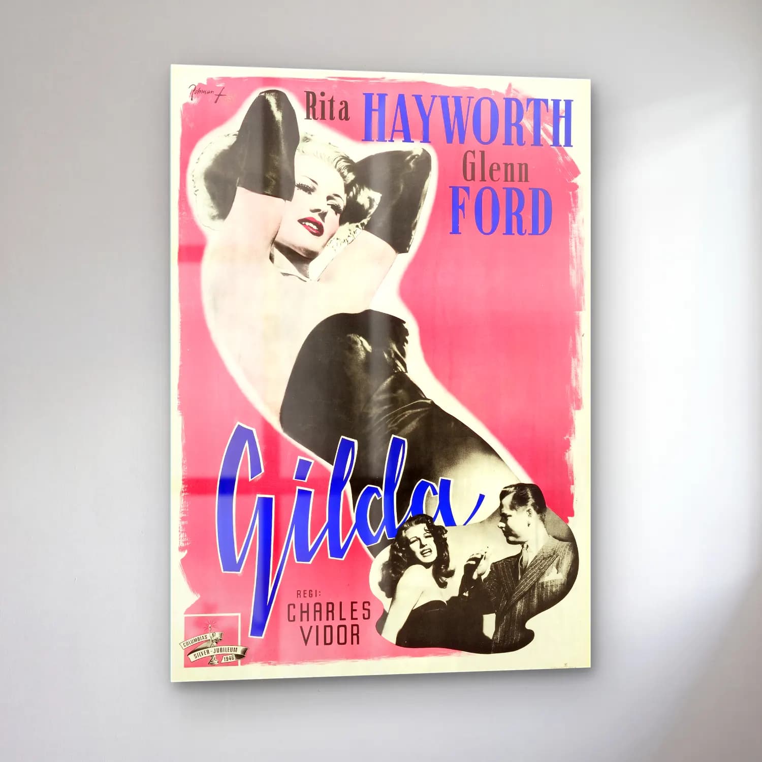 Vintage Poster Moda İllüstrasyonu – Pembe Tonlar cam tablo — sol açıdan görünüm