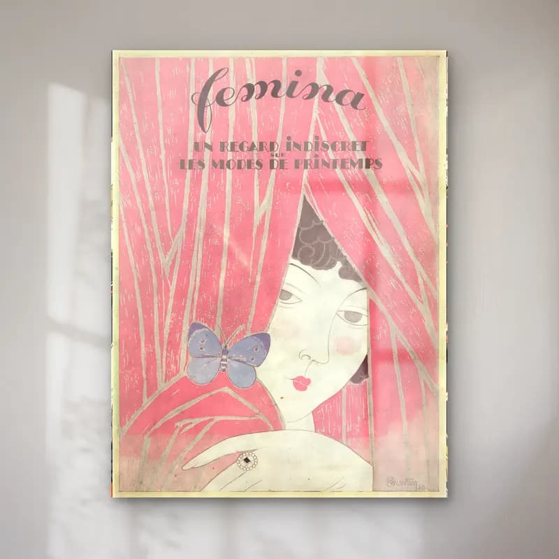 Vintage Poster Elbiseli Kadın No. 32 cam tablo — Vintage Poster Elbiseli Kadın No. 32 — vintage poster elbiseli kadın