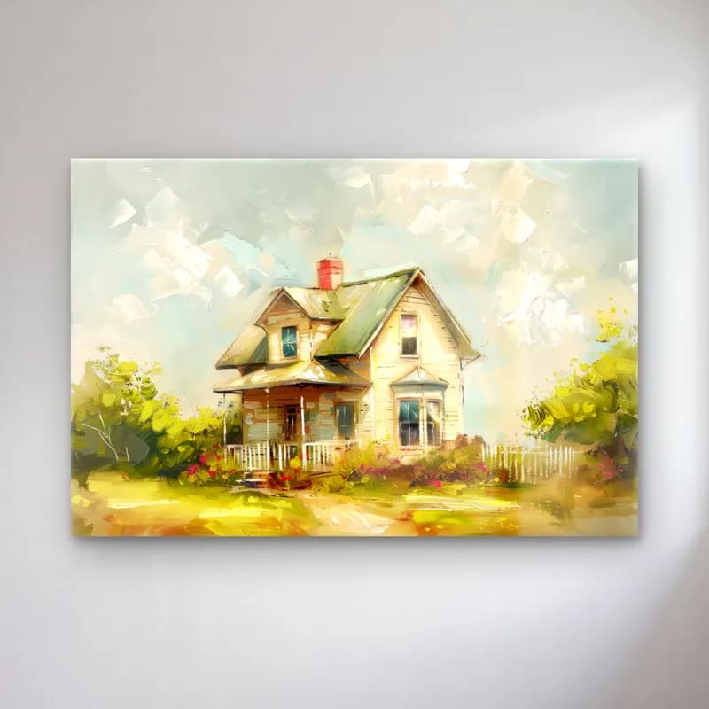 Yağlı Boya Kır Evi No. 17 cam tablo — Yağlı Boya Kır Evi No. 17 — yağlı boya kır evi