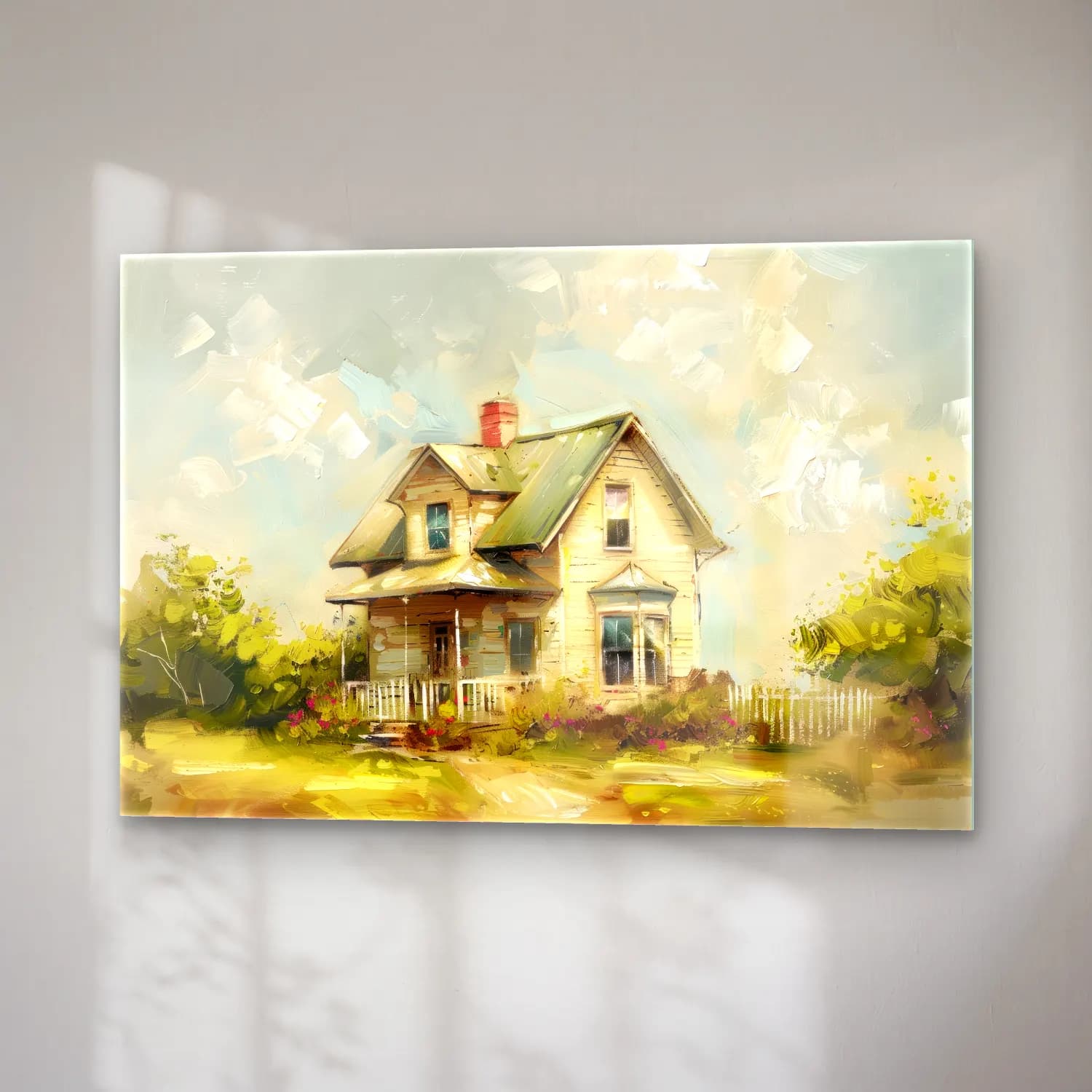 Yağlı Boya Kır Evi No. 17 cam tablo — sağ açıdan görünüm
