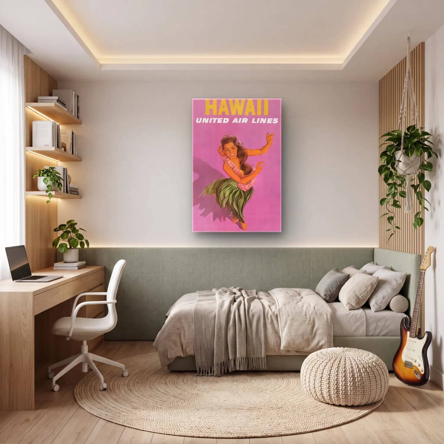 Vintage Poster Elbiseli Kadın No. 34 cam tablo — genç odasında