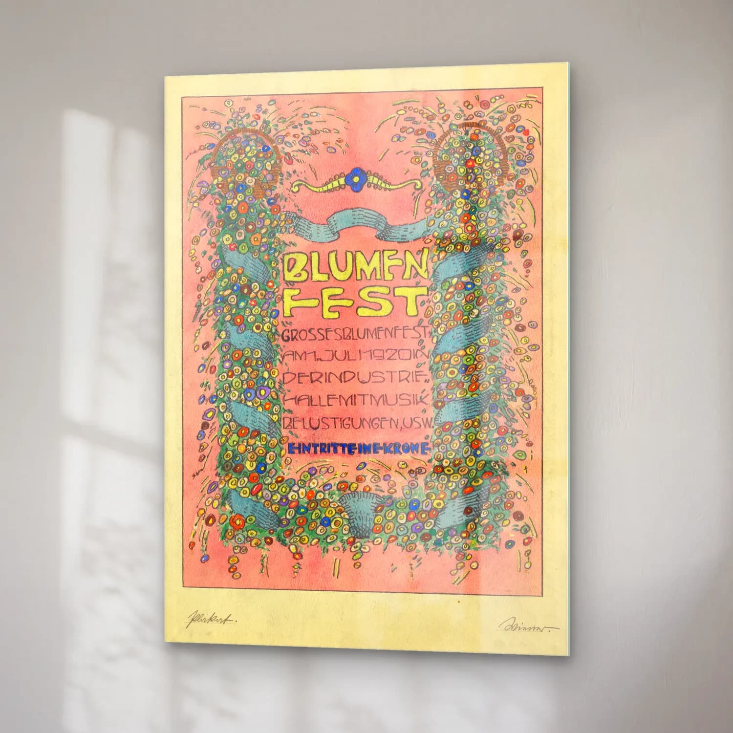 Vintage Poster Yazılı Tasarım No. 26 cam tablo — sağ açıdan görünüm