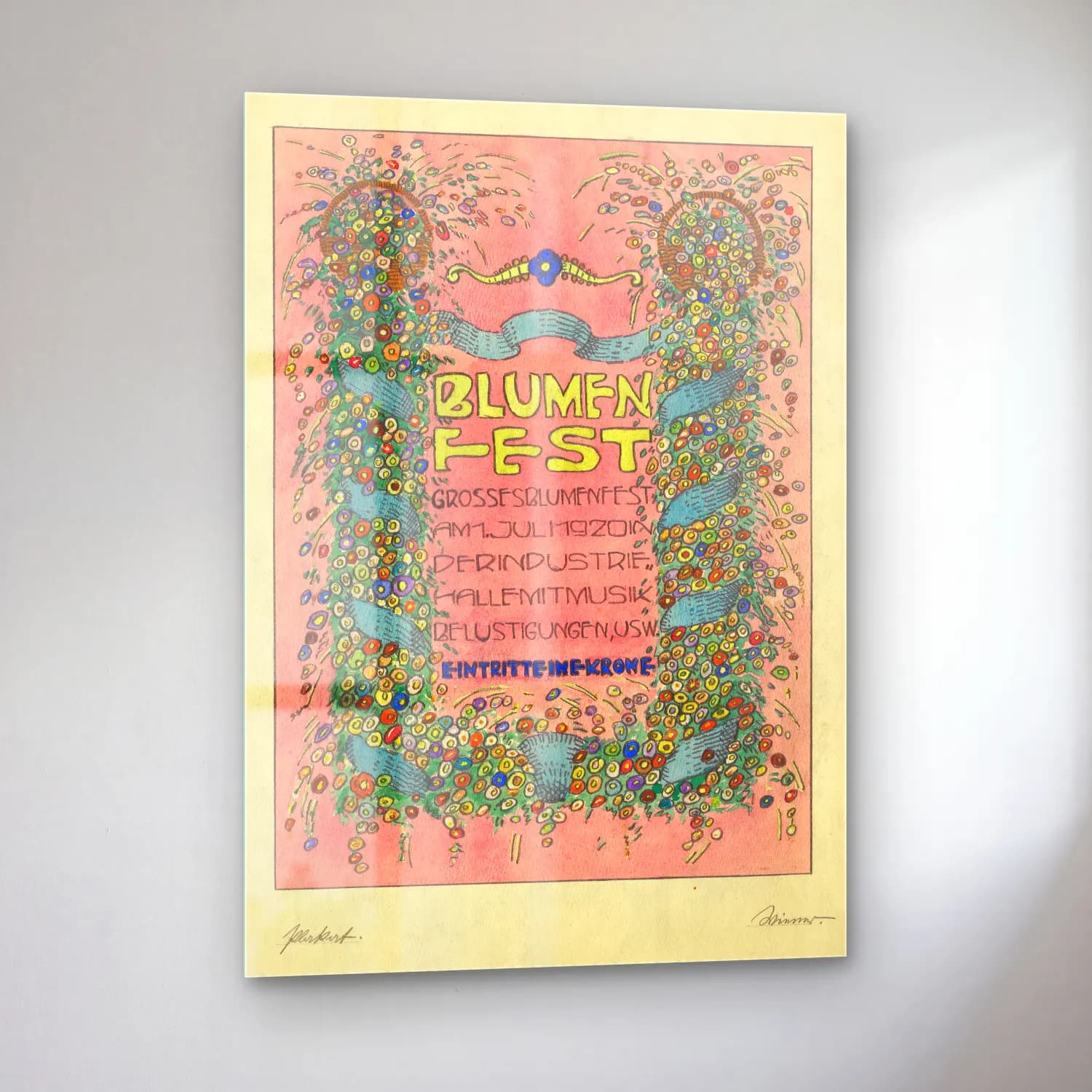 Vintage Poster Yazılı Tasarım No. 26 cam tablo — sol açıdan görünüm