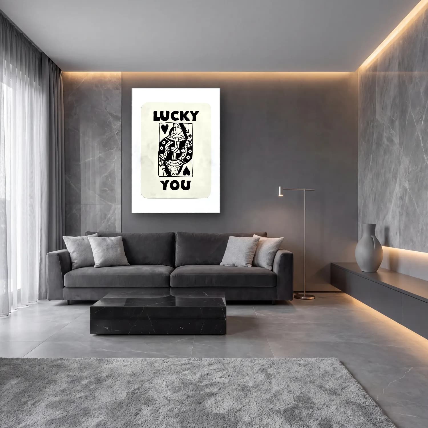 Siyah Beyaz Söz Posteri No. 8 cam tablo — lüks salon duvarında