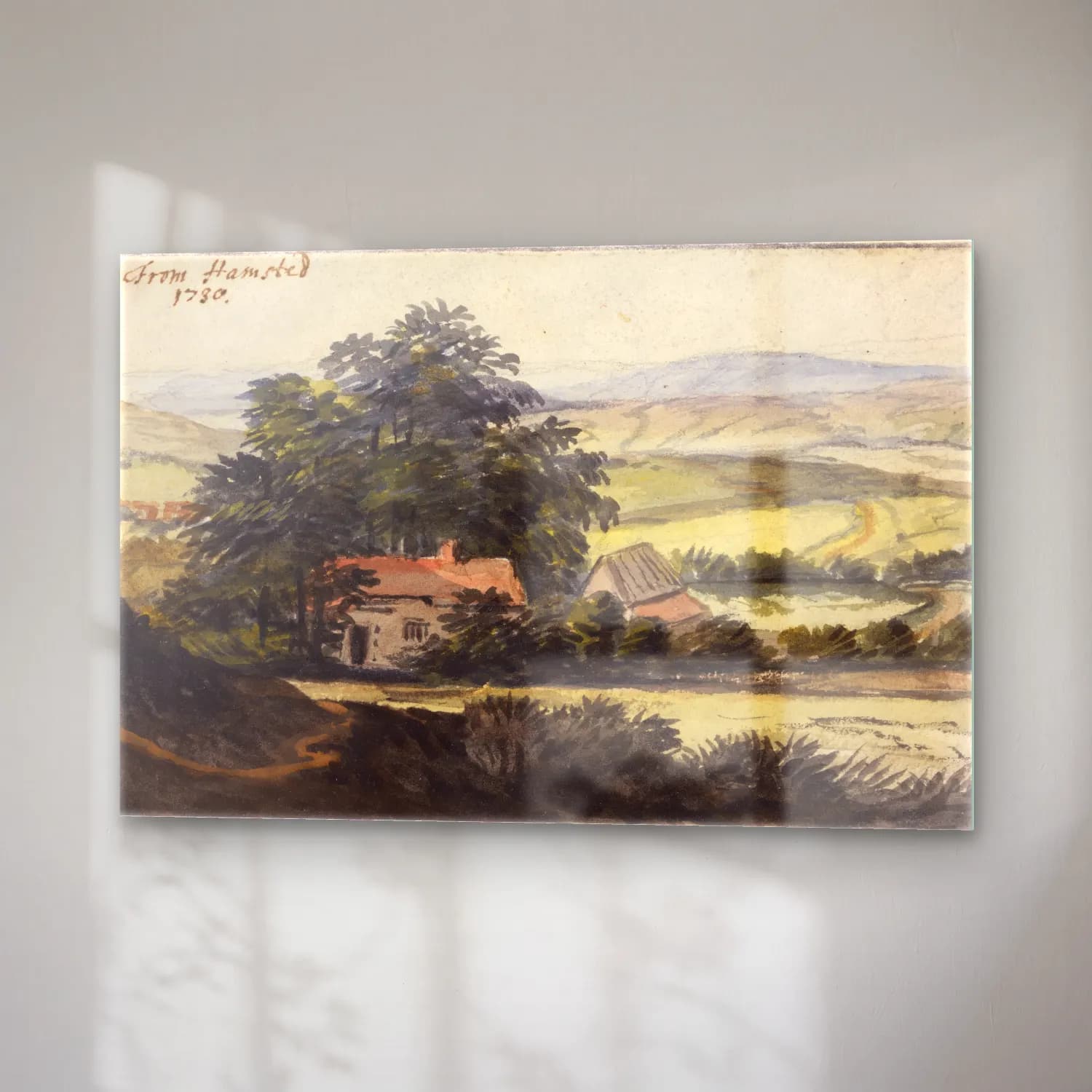 Suluboya Kır Evi No. 22 cam tablo — sağ açıdan görünüm