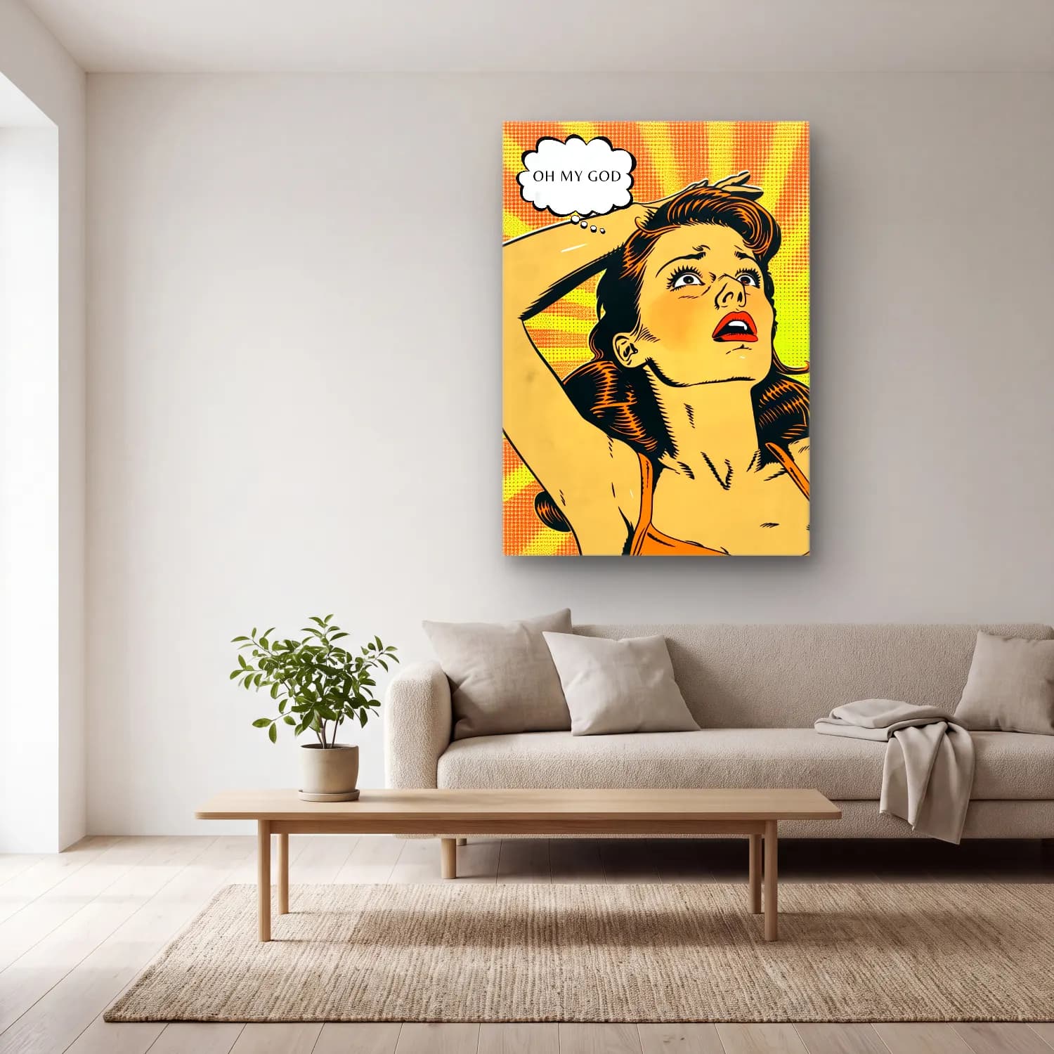 Pop Art Moda İllüstrasyonu No. 8 cam tablo — açık renk salonda