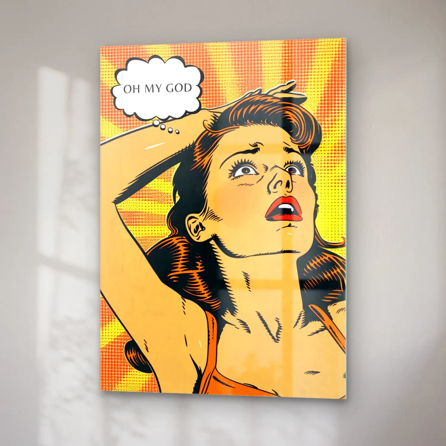 Pop Art Moda İllüstrasyonu No. 8 cam tablo — sağ açıdan görünüm